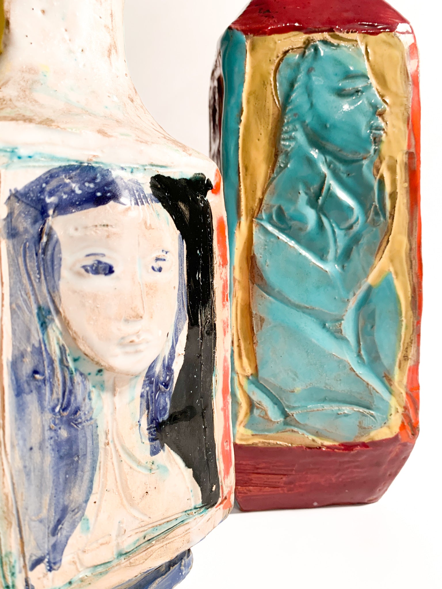 Ceramic Vase Made by Cantagalli Carved in Relief 1954