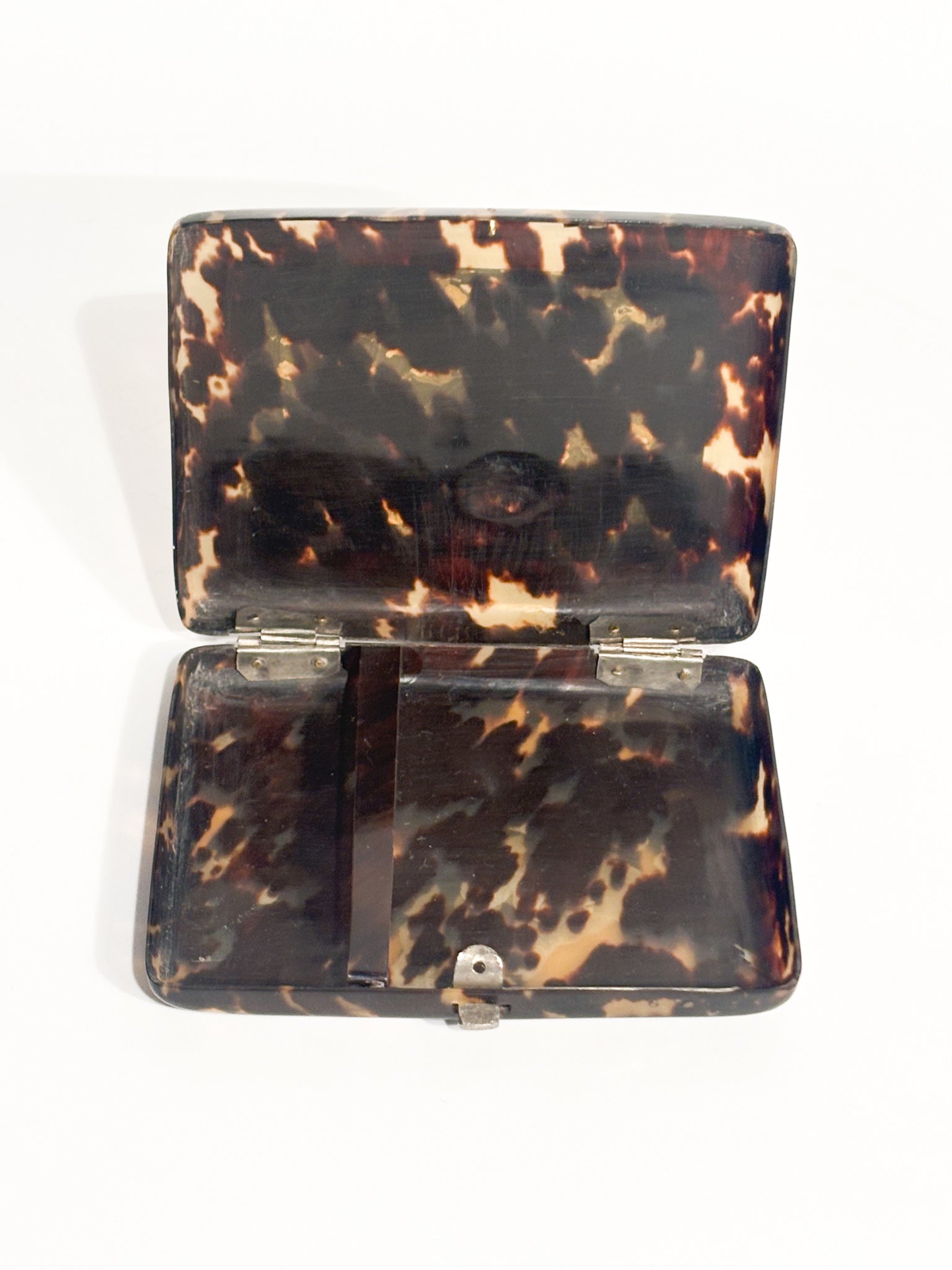 Antique Tortoiseshell Cigarette Case with Metal Decorations 19th Century