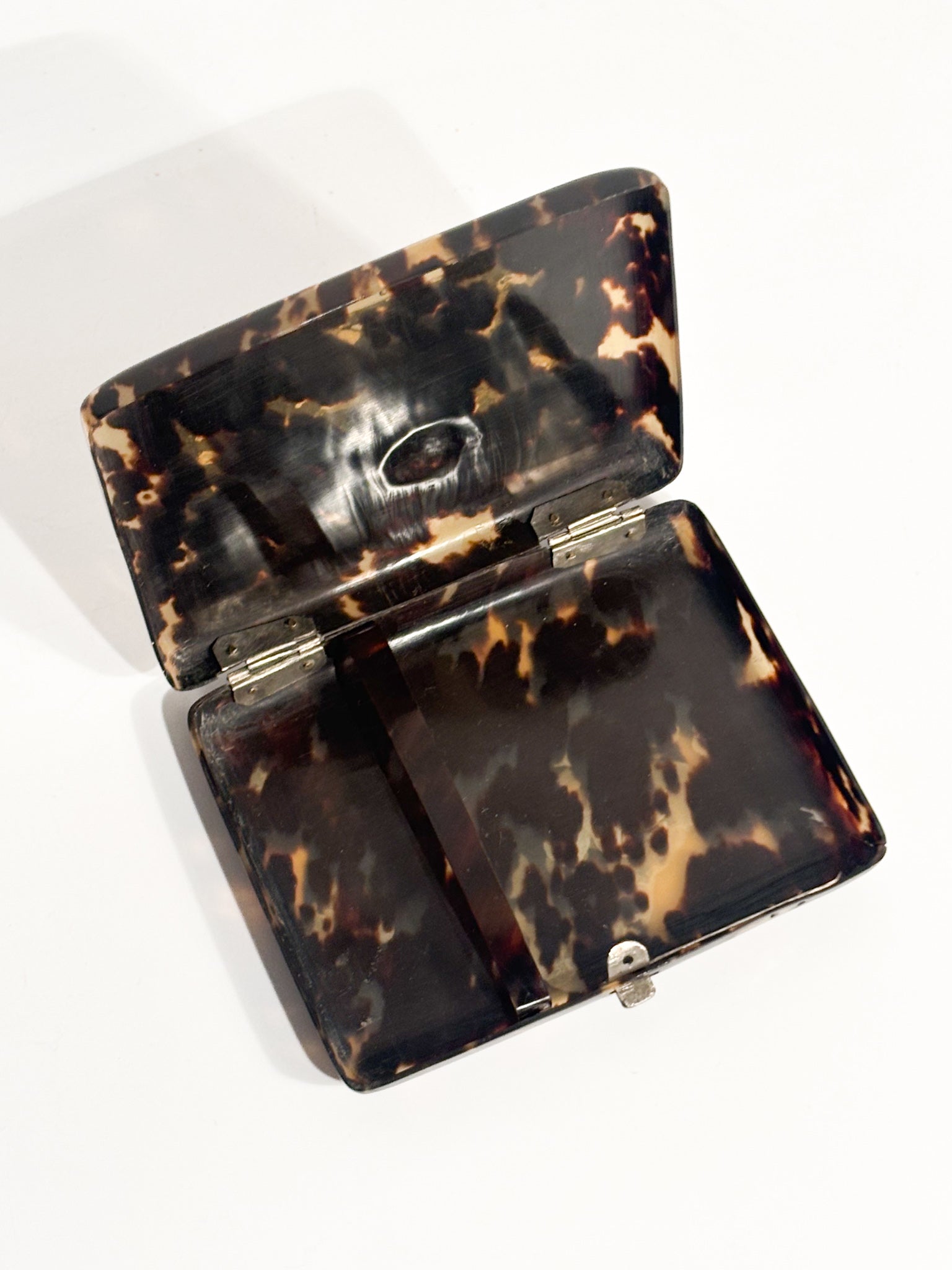 Antique Tortoiseshell Cigarette Case with Metal Decorations 19th Century