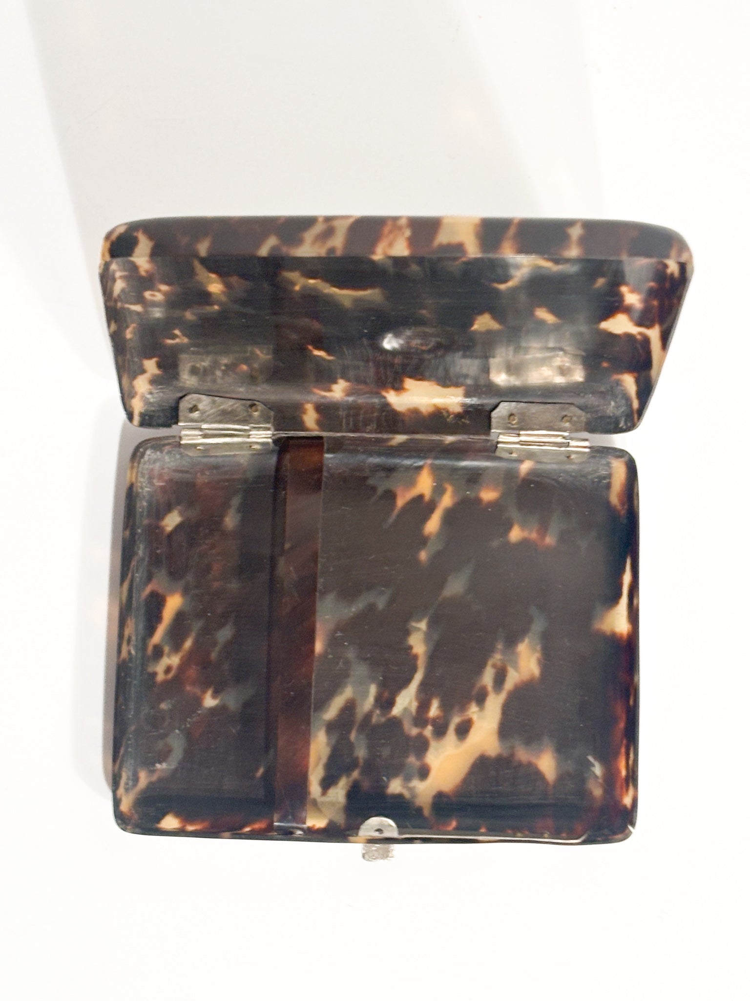 Antique Tortoiseshell Cigarette Case with Metal Decorations 19th Century