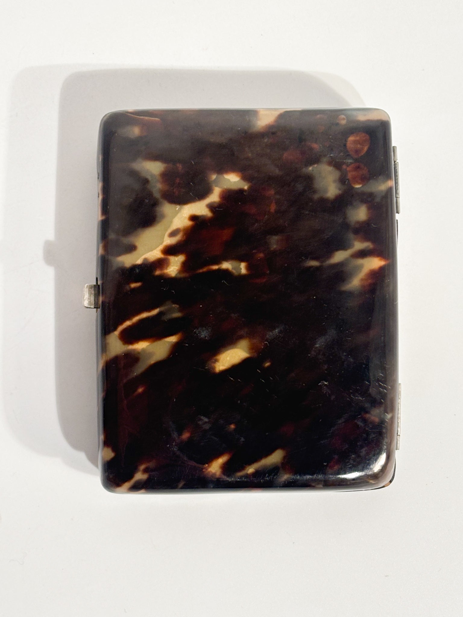 Antique Tortoiseshell Cigarette Case with Metal Decorations 19th Century