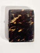 Portasigarette Antico in Tartaruga e Decorazioni in Metallo XIX Secolo