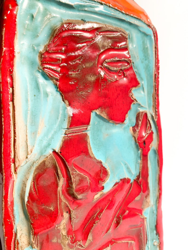 Vaso in Ceramica Multicolore Attribuito a Manifattura Cantagalli Anni 50