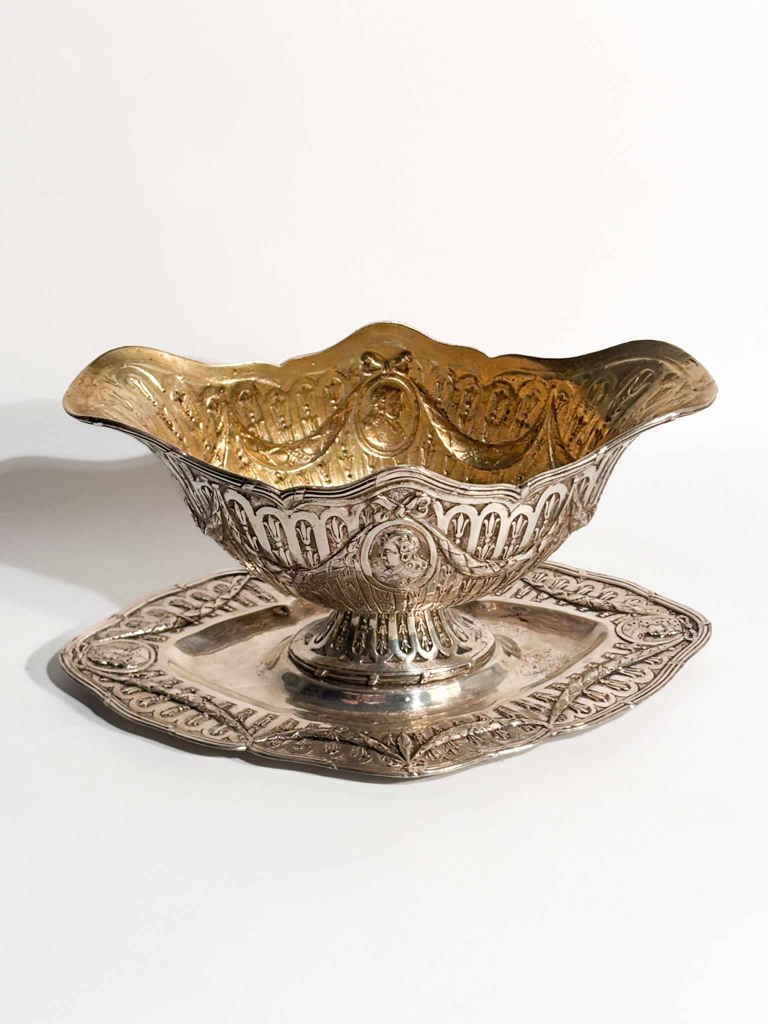 Silver 800 Chiseled Sauceboat XIX - XX Century