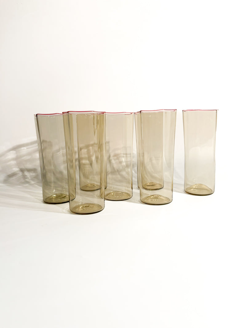 Set of 7 Murano Glass Glasses by Carlo Scarpa for Venini, 1930s