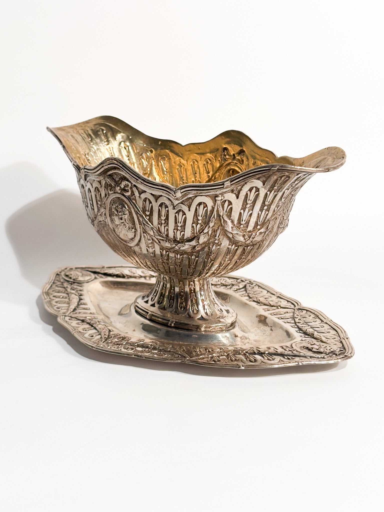 Silver 800 Chiseled Sauceboat XIX - XX Century