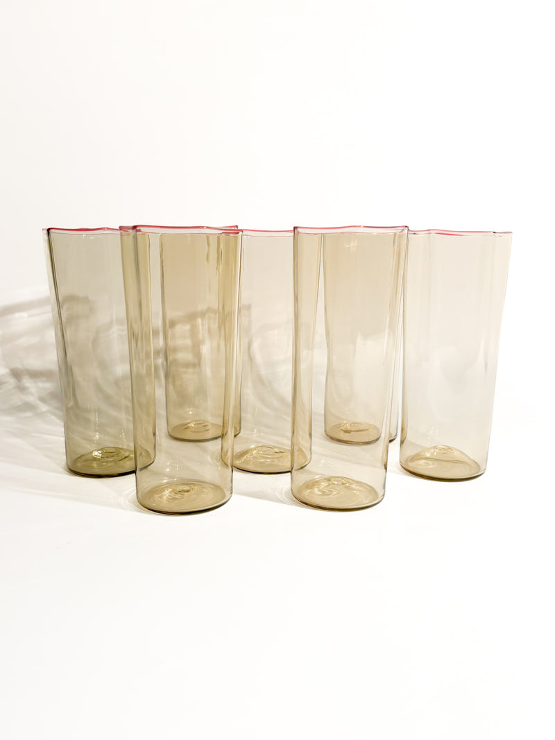 Set of 7 Murano Glass Glasses by Carlo Scarpa for Venini, 1930s