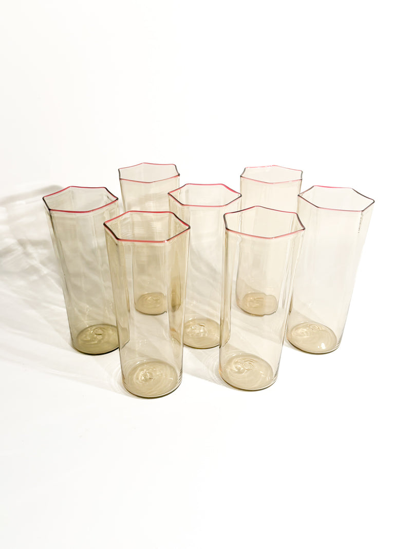 Set of 7 Murano Glass Glasses by Carlo Scarpa for Venini, 1930s