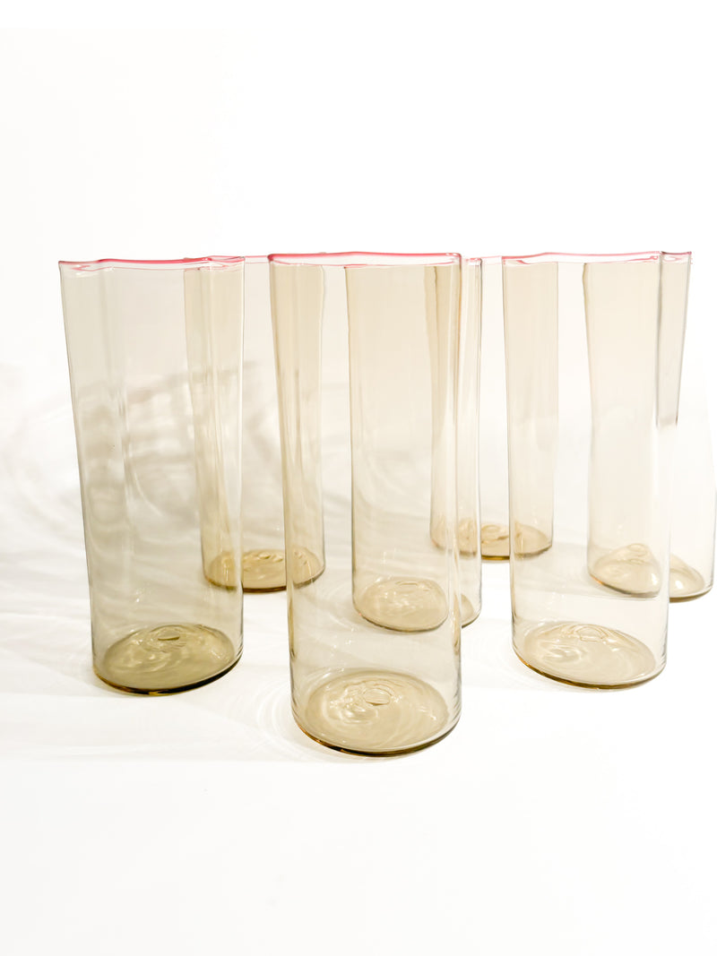 Set of 7 Murano Glass Glasses by Carlo Scarpa for Venini, 1930s