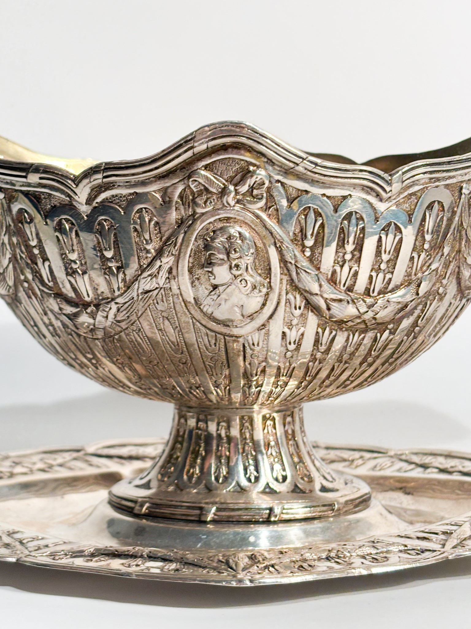 Silver 800 Chiseled Sauceboat XIX - XX Century