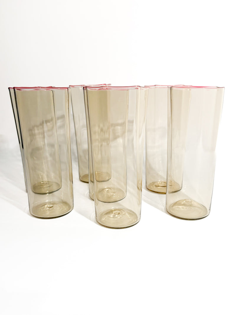 Set of 7 Murano Glass Glasses by Carlo Scarpa for Venini, 1930s