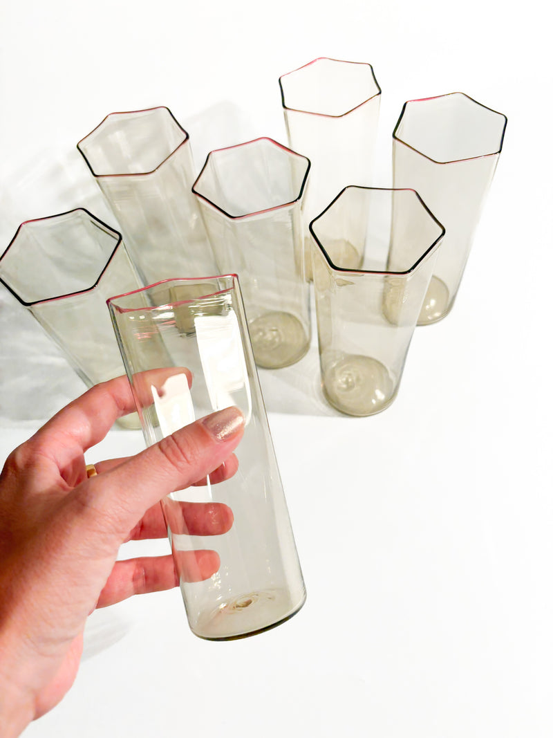 Set of 7 Murano Glass Glasses by Carlo Scarpa for Venini, 1930s