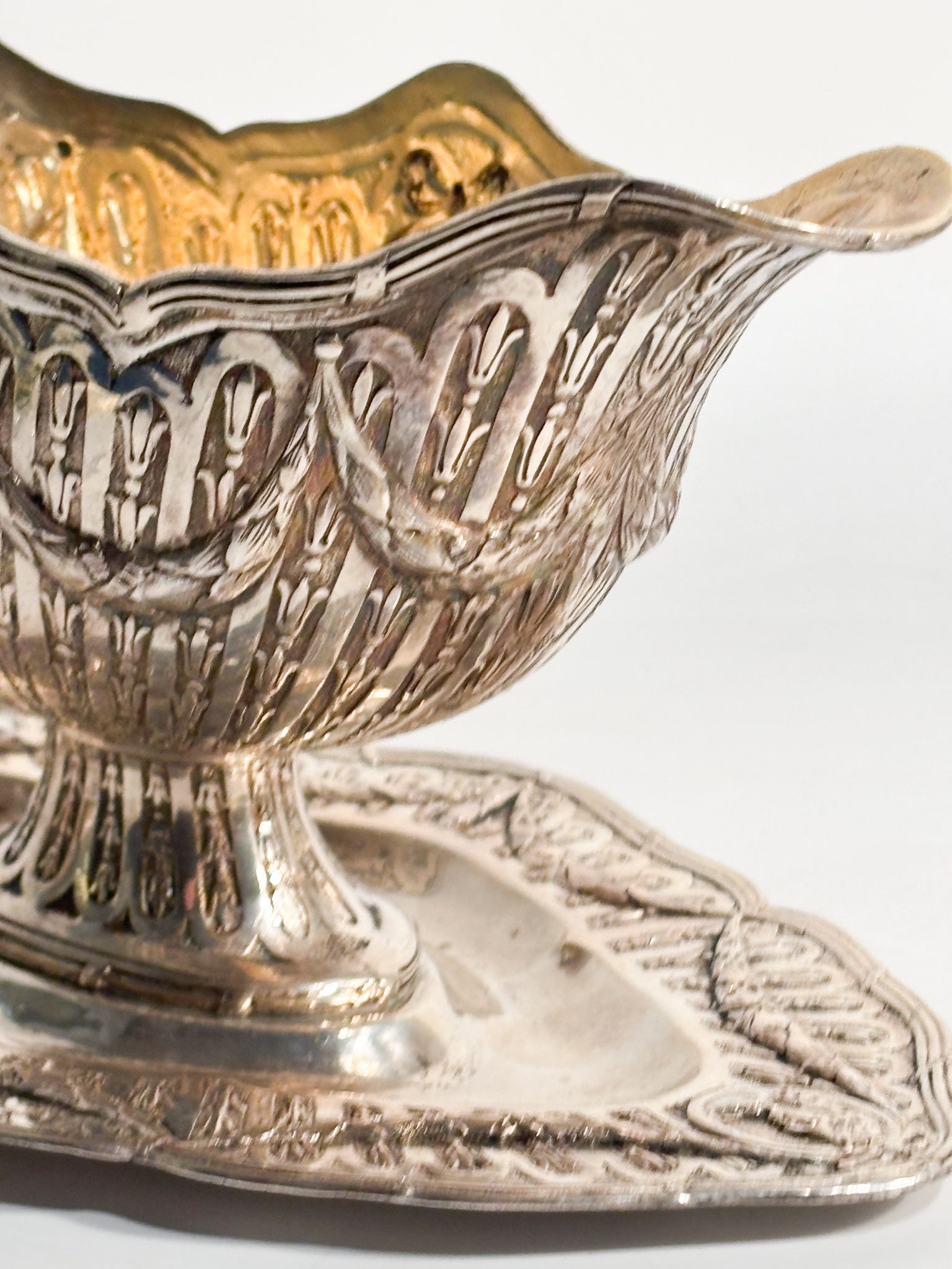 Silver 800 Chiseled Sauceboat XIX - XX Century