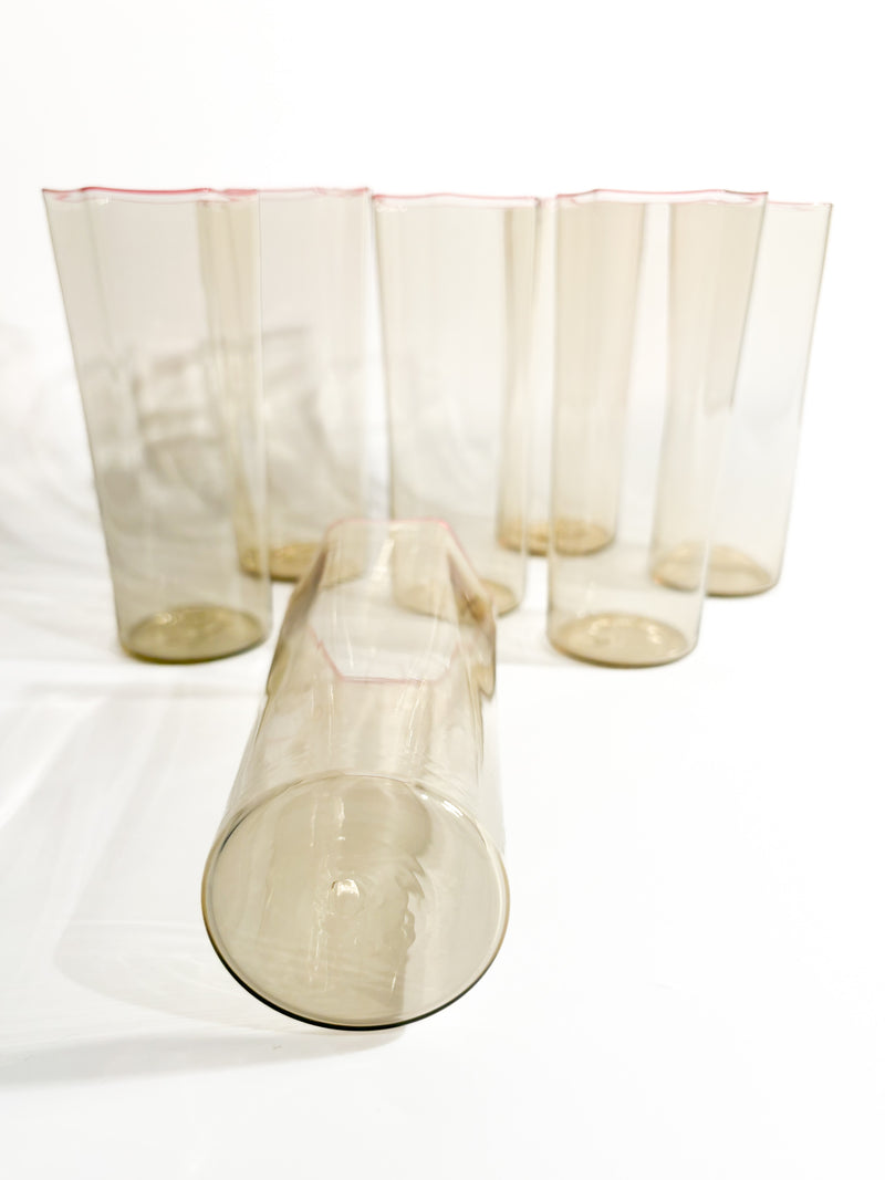 Set of 7 Murano Glass Glasses by Carlo Scarpa for Venini, 1930s