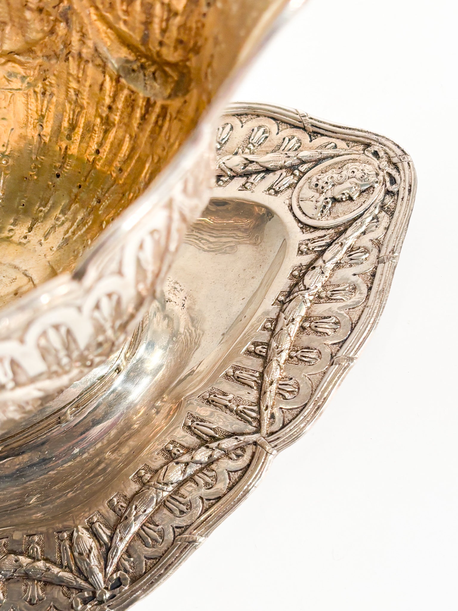 Silver 800 Chiseled Sauceboat XIX - XX Century