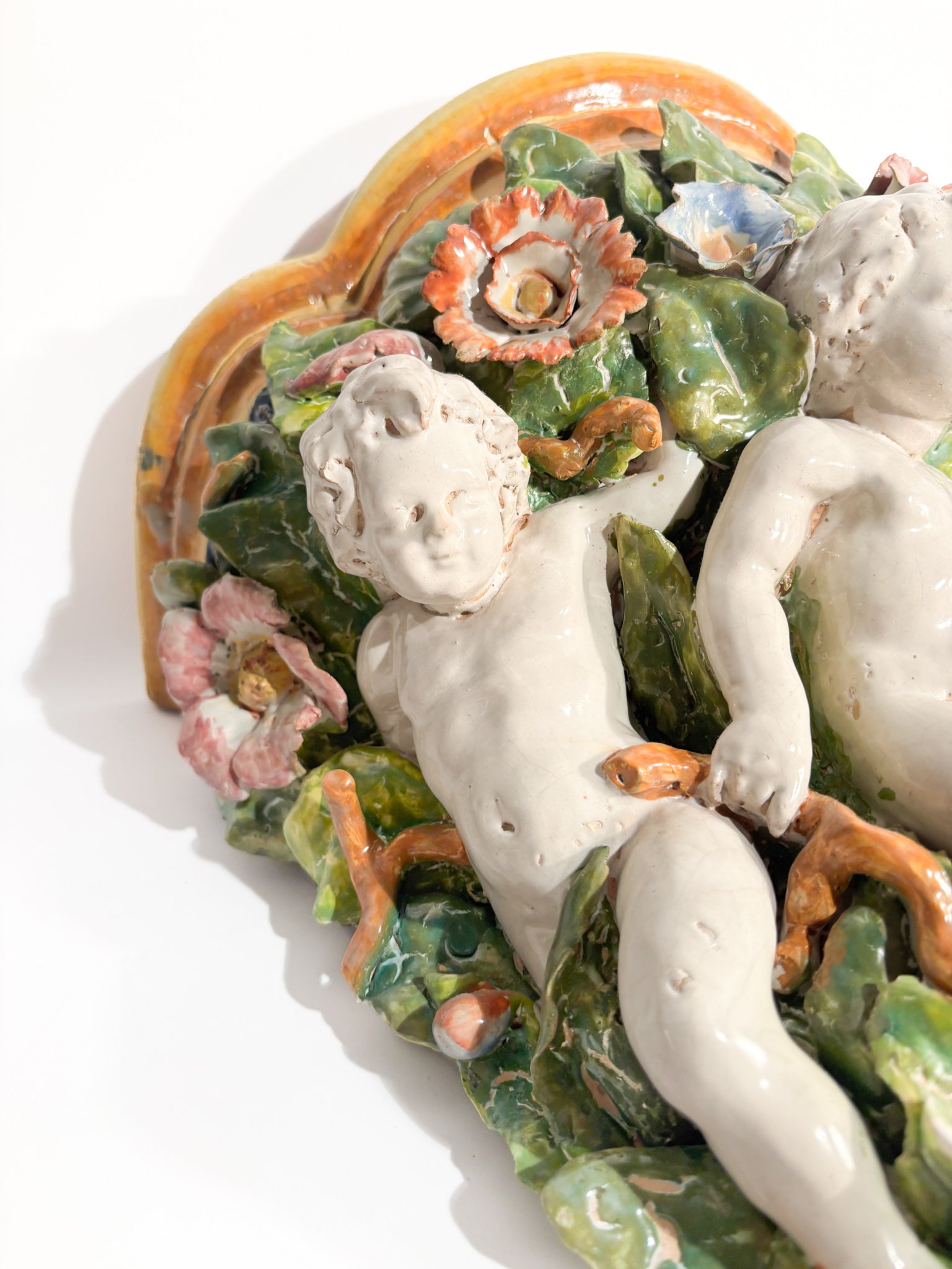 Shelf Attributed to Minghetti Ceramics Handcrafted and Painted in the 1800s