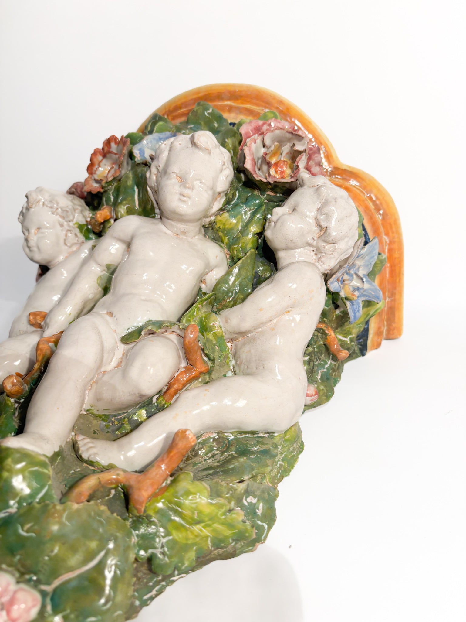 Shelf Attributed to Minghetti Ceramics Handcrafted and Painted in the 1800s