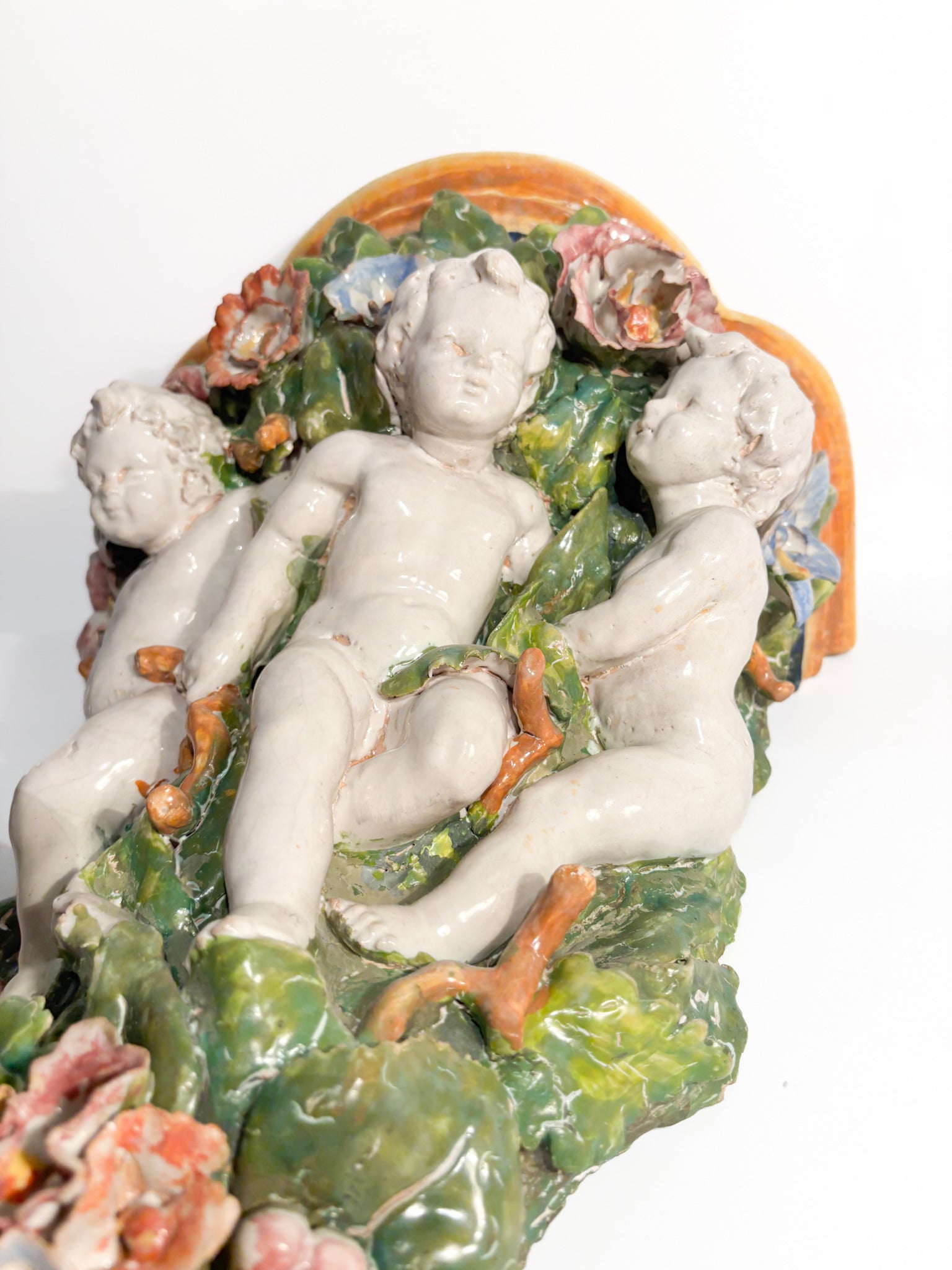 Shelf Attributed to Minghetti Ceramics Handcrafted and Painted in the 1800s