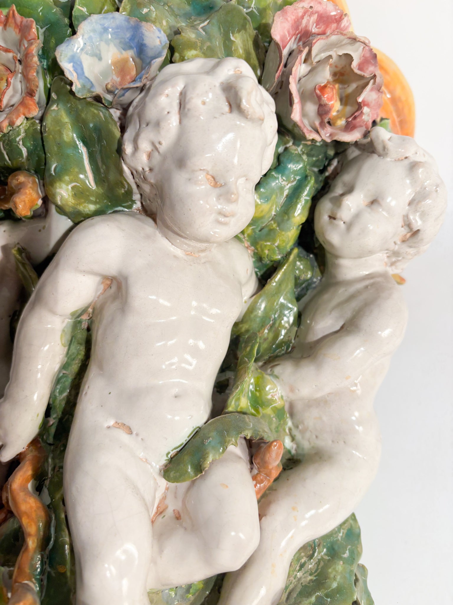 Shelf Attributed to Minghetti Ceramics Handcrafted and Painted in the 1800s