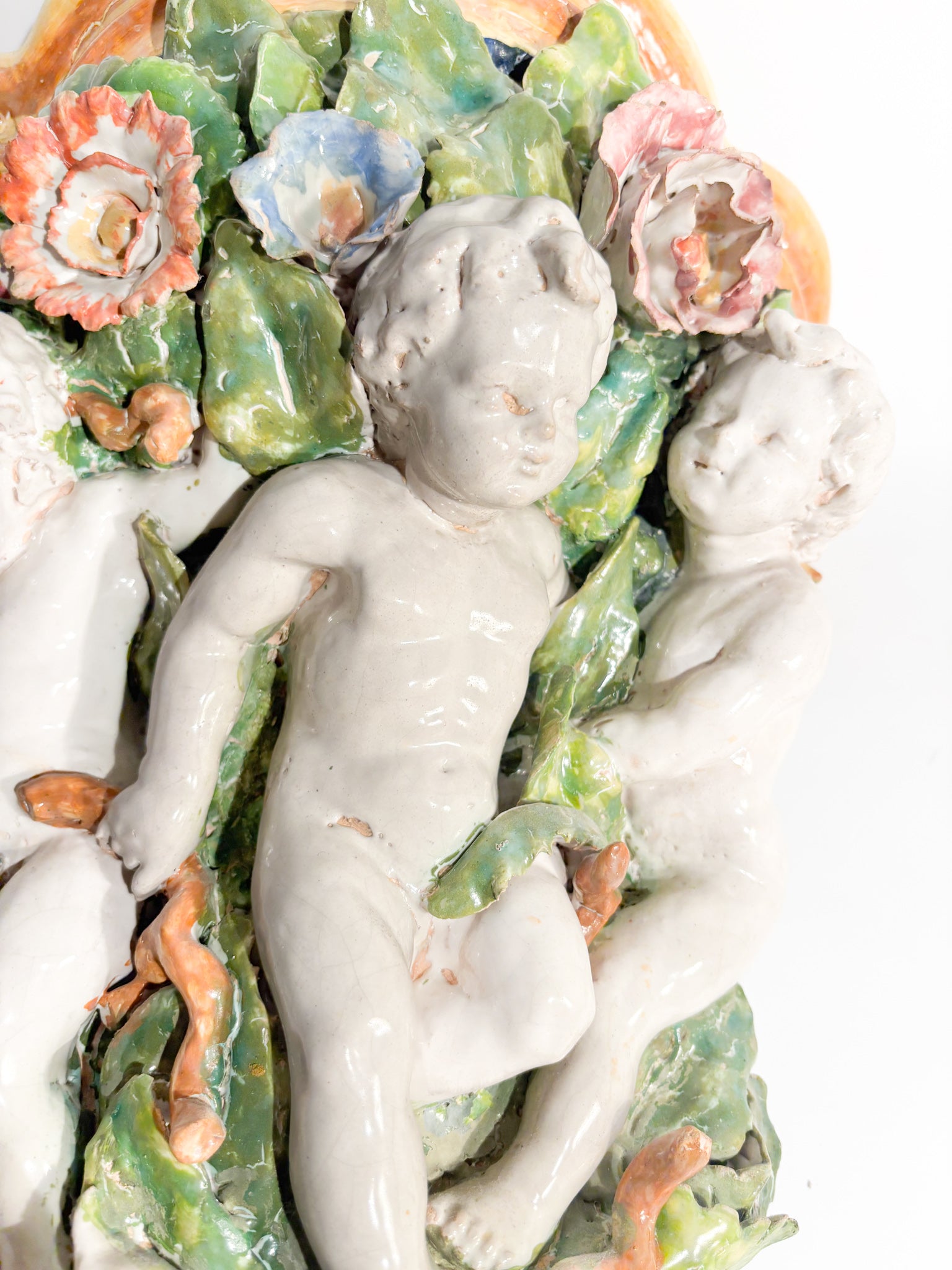 Shelf Attributed to Minghetti Ceramics Handcrafted and Painted in the 1800s