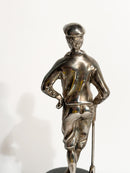 Scultura di Golfista in Metallo Argentato Anni 70