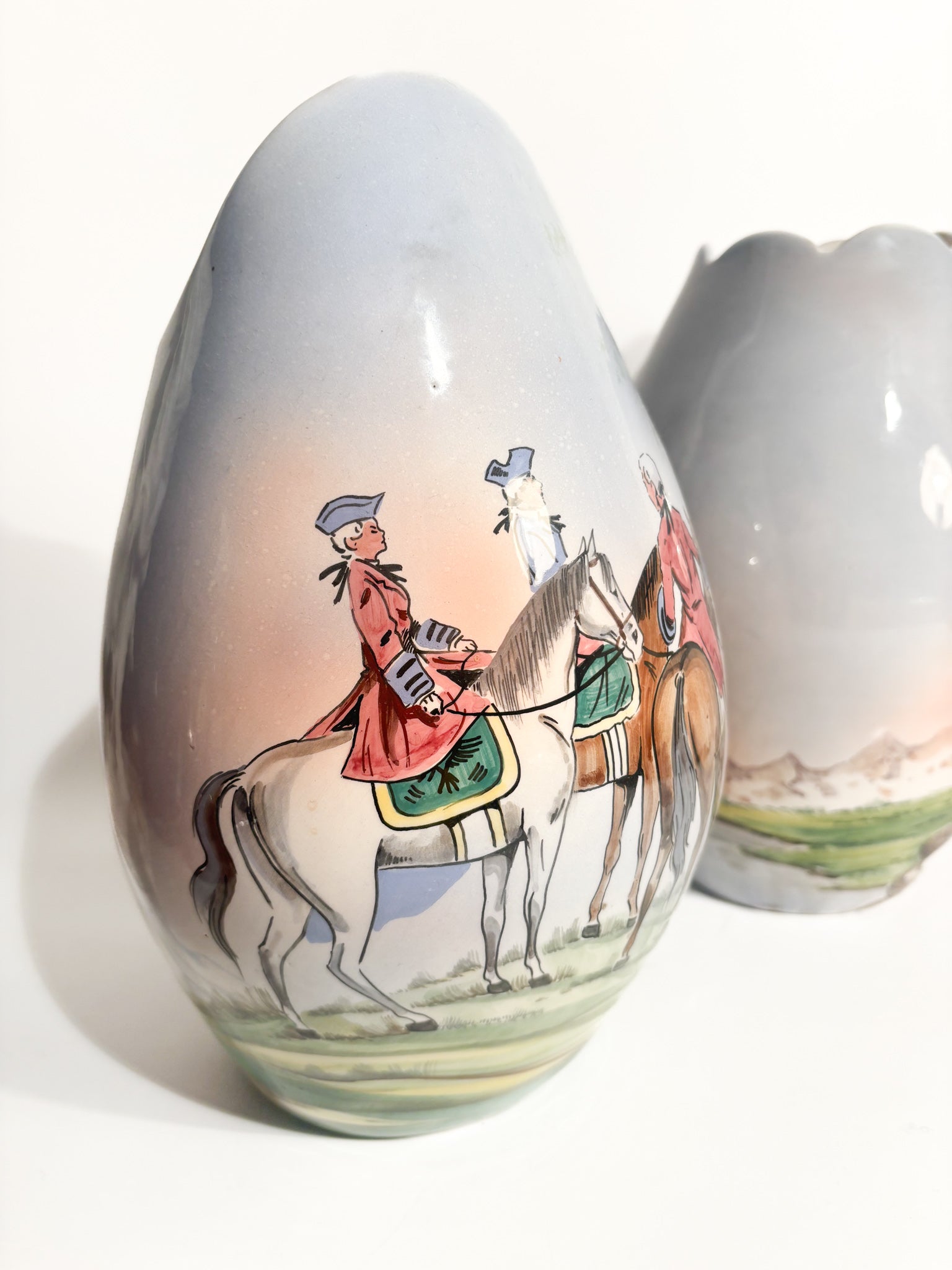 Pair of Vases in Hand-Painted Castelli Ceramics from the 1950s