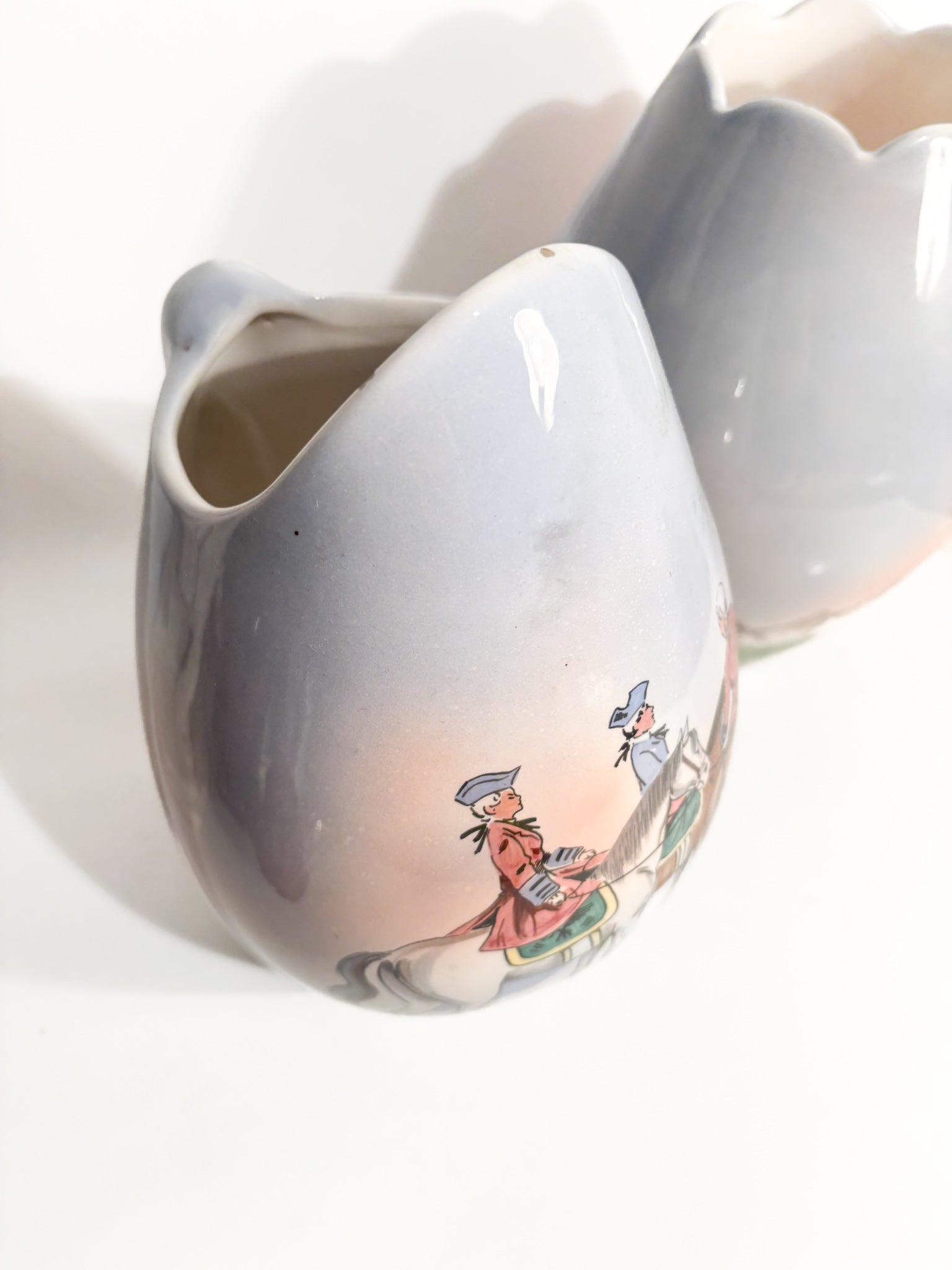 Pair of Vases in Hand-Painted Castelli Ceramics from the 1950s