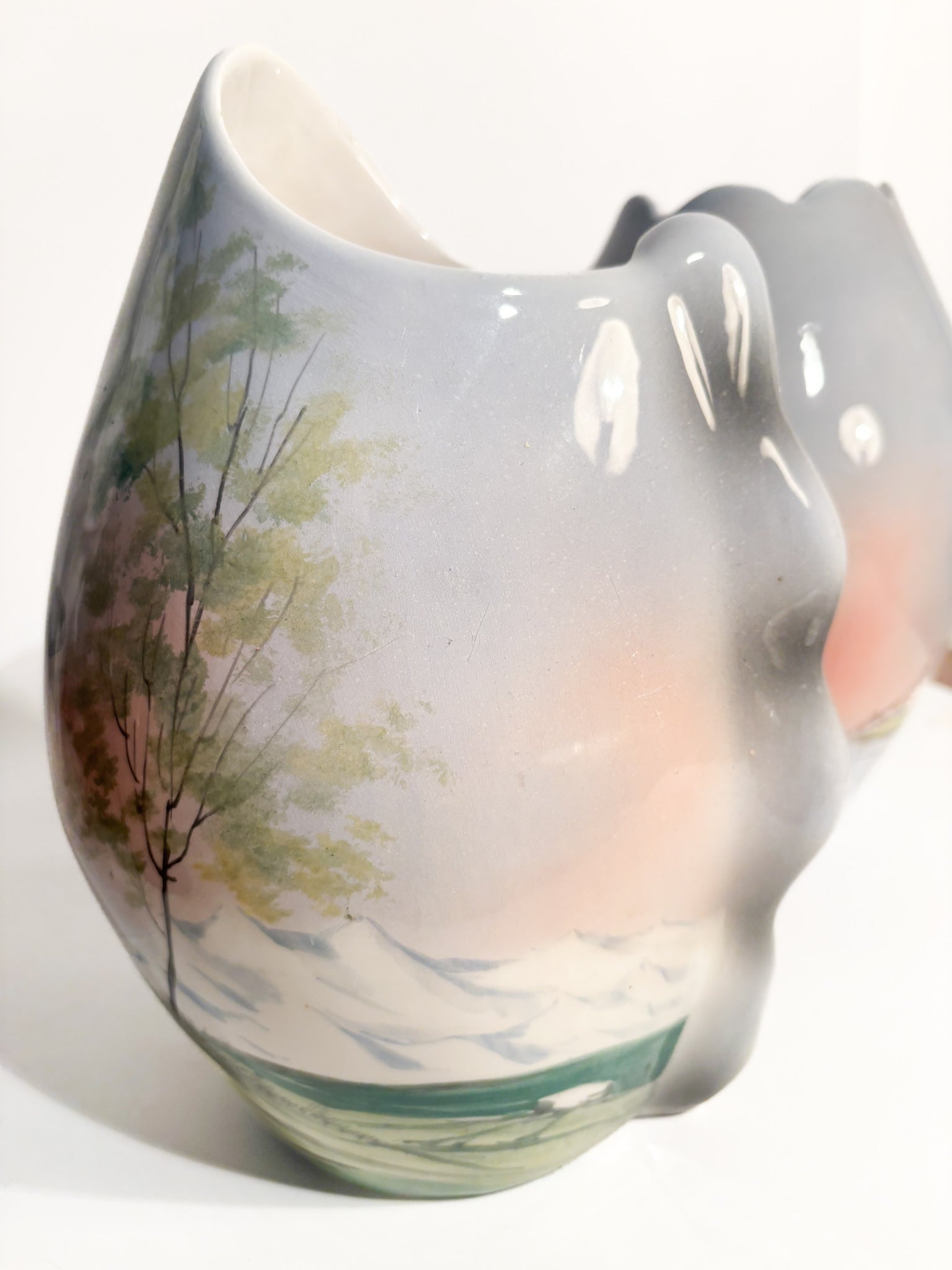 Pair of Vases in Hand-Painted Castelli Ceramics from the 1950s