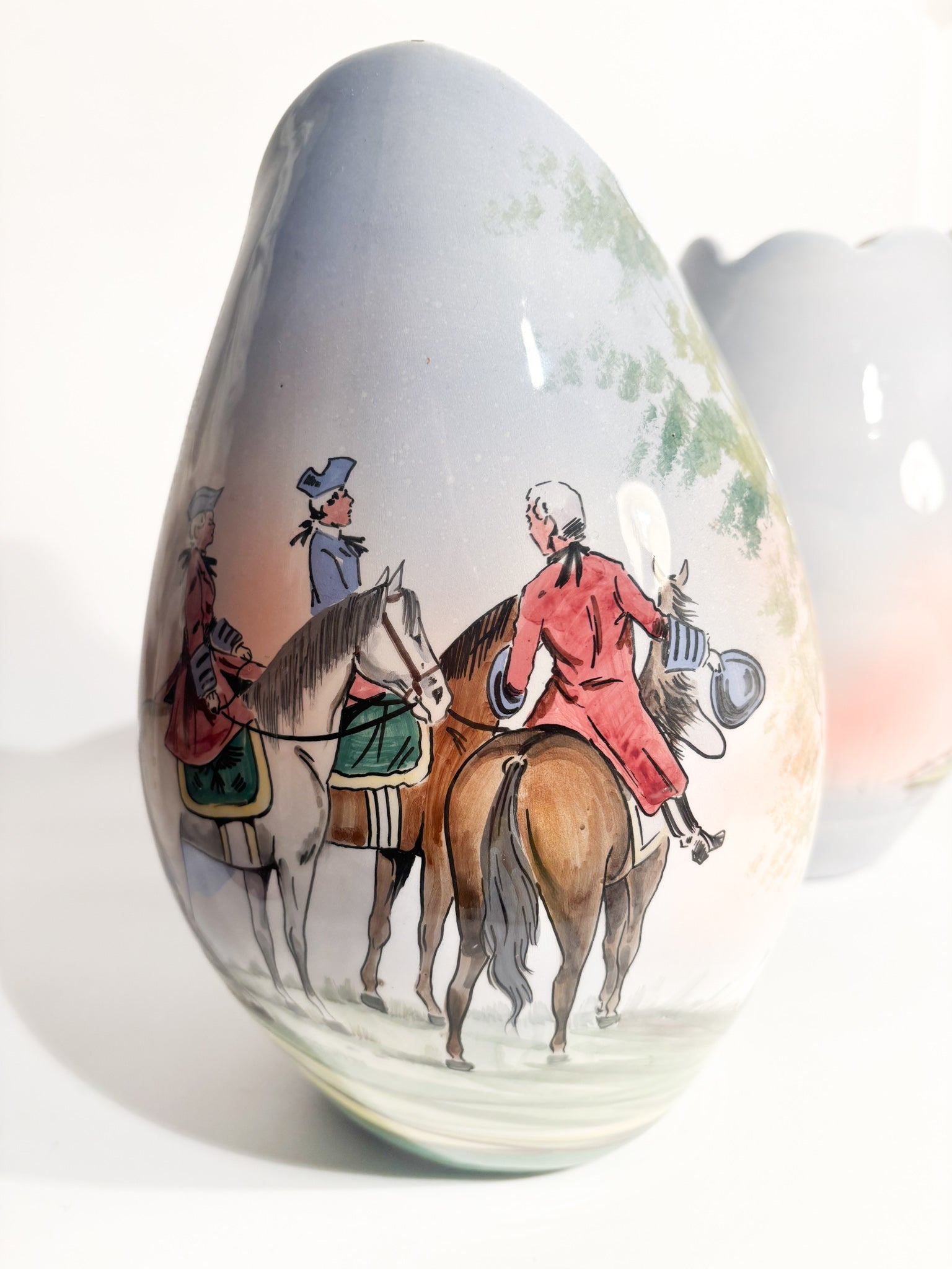 Pair of Vases in Hand-Painted Castelli Ceramics from the 1950s