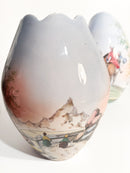 Coppia di Vasi in Ceramiche di Castelli Dipinta Mano Anni 50