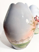 Coppia di Vasi in Ceramiche di Castelli Dipinta Mano Anni 50