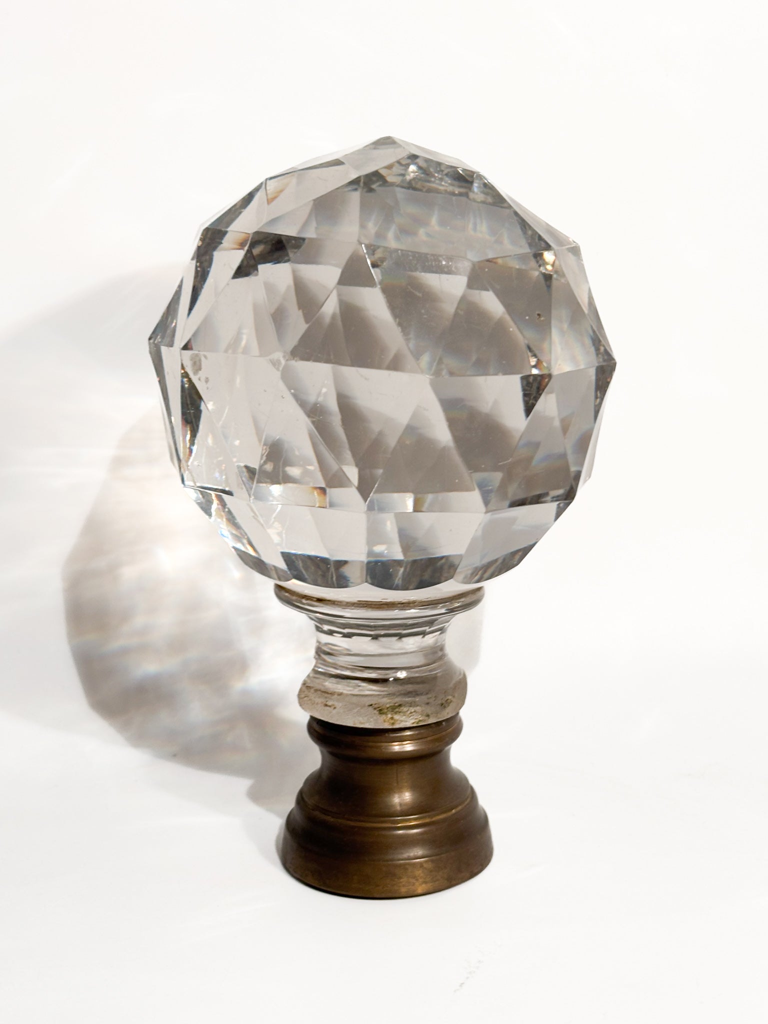 Bohemian Crystal Staircase Sphere with Brass Base 19th Century