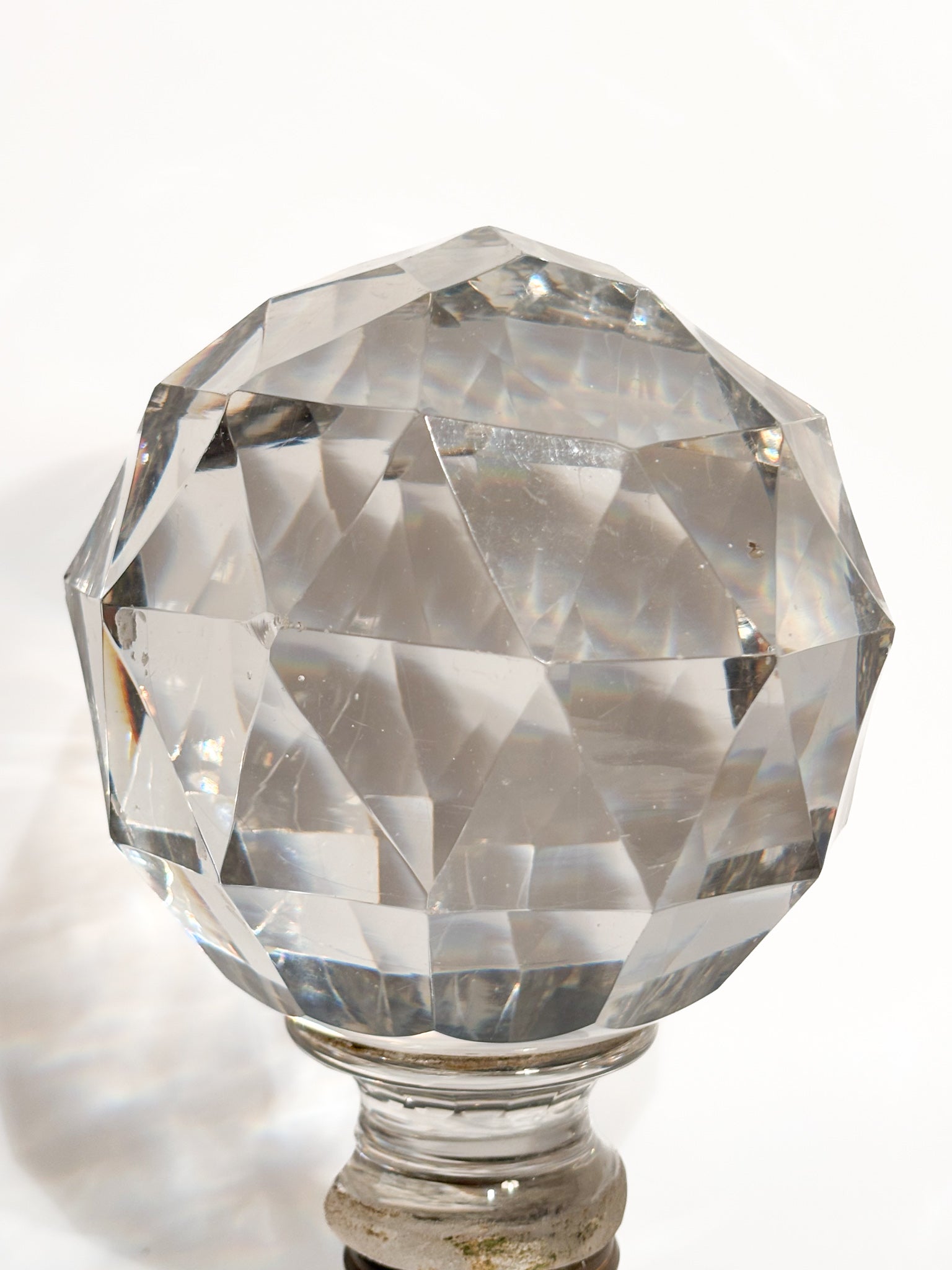 Bohemian Crystal Staircase Sphere with Brass Base 19th Century