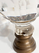 Sfera da Scalinata in Cristallo di Boemia e Base in Ottone XIX Secolo