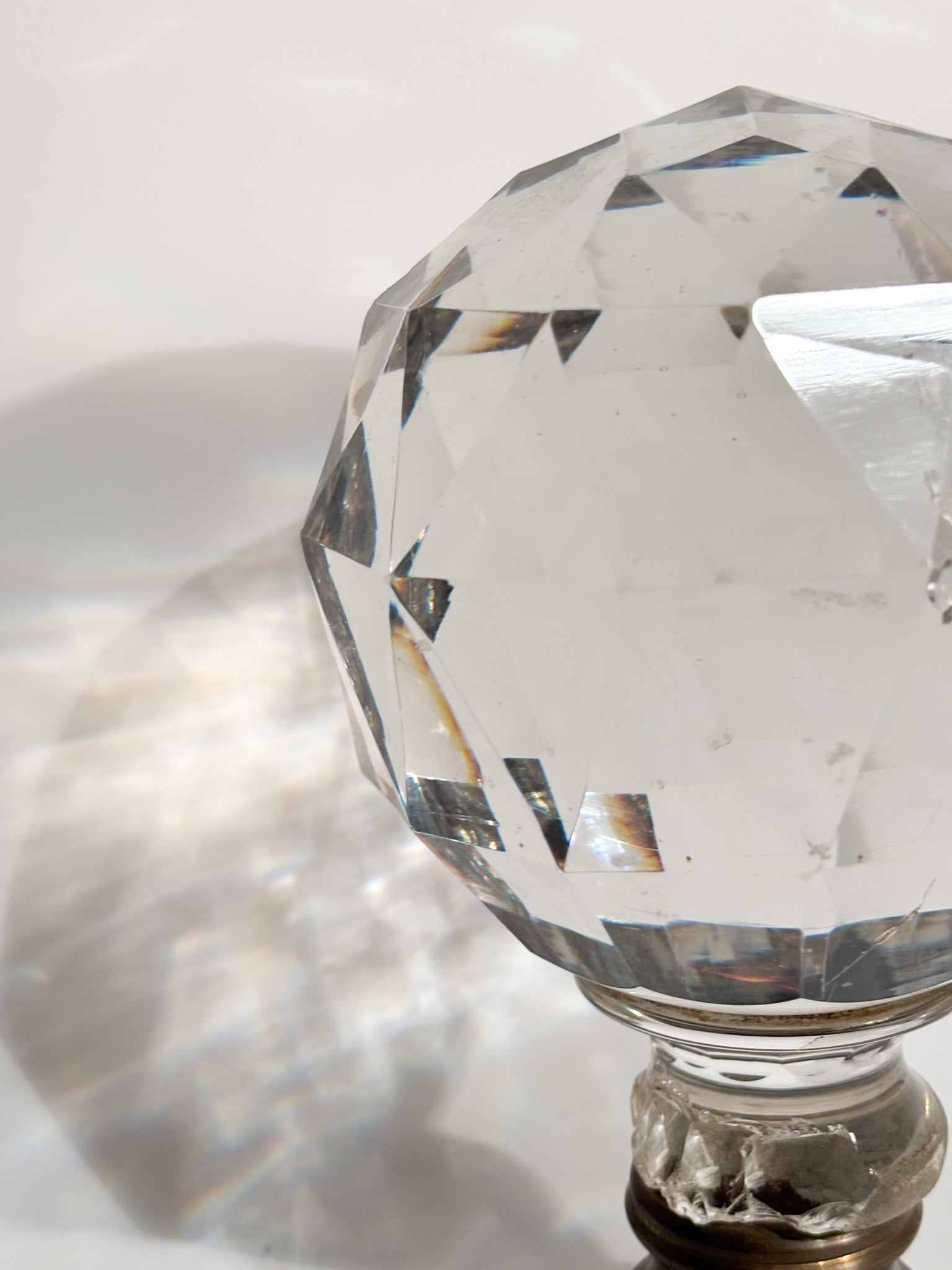 Bohemian Crystal Staircase Sphere with Brass Base 19th Century