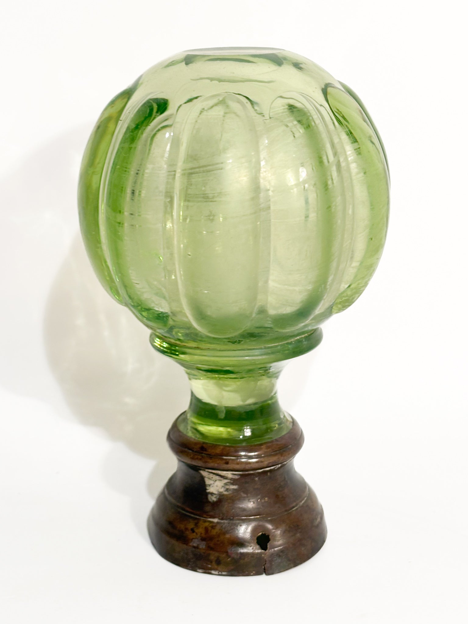 Bohemian Crystal Staircase Sphere with Brass Base 19th Century