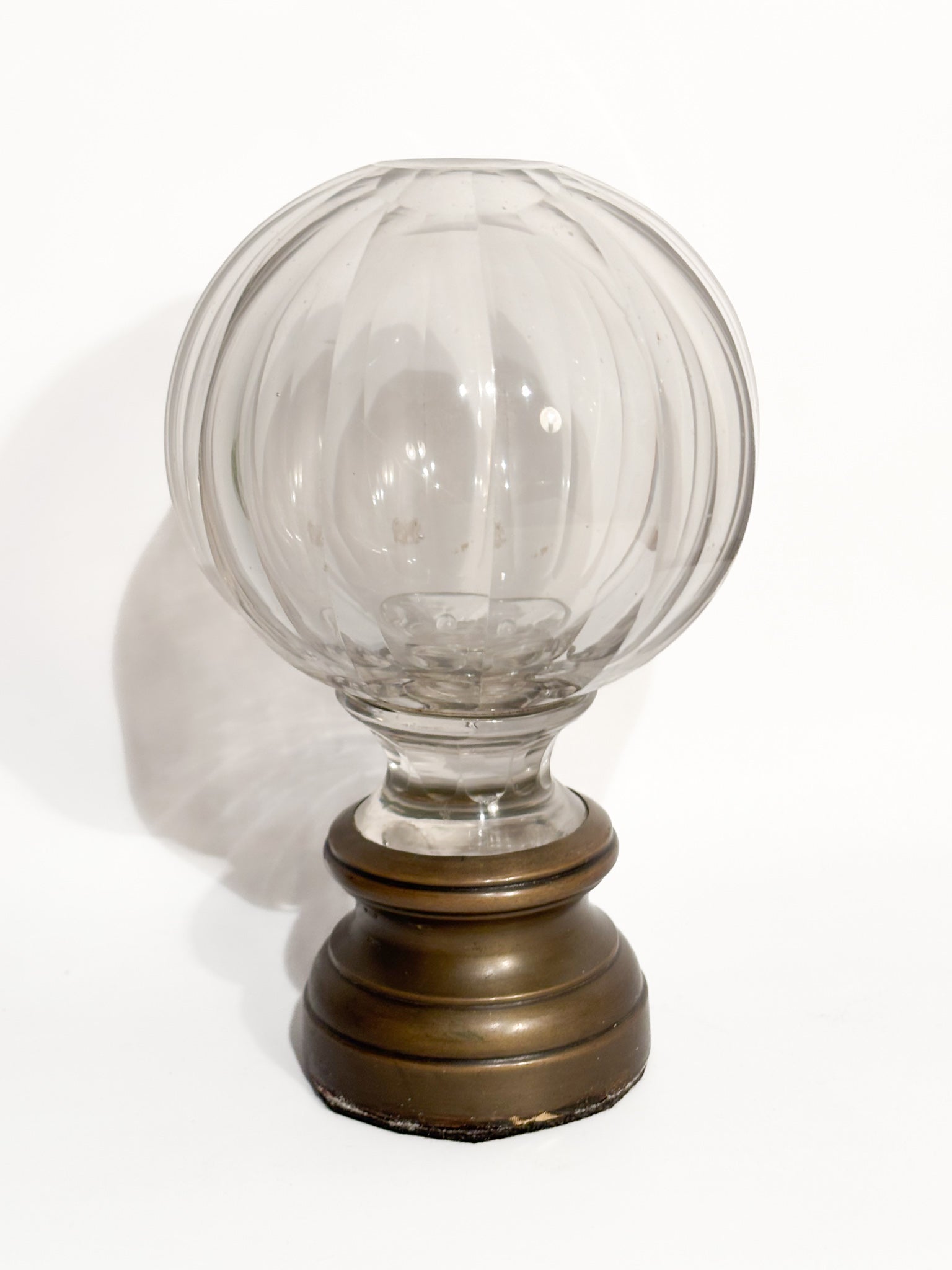 Bohemian Crystal Staircase Sphere with Brass Base 19th Century