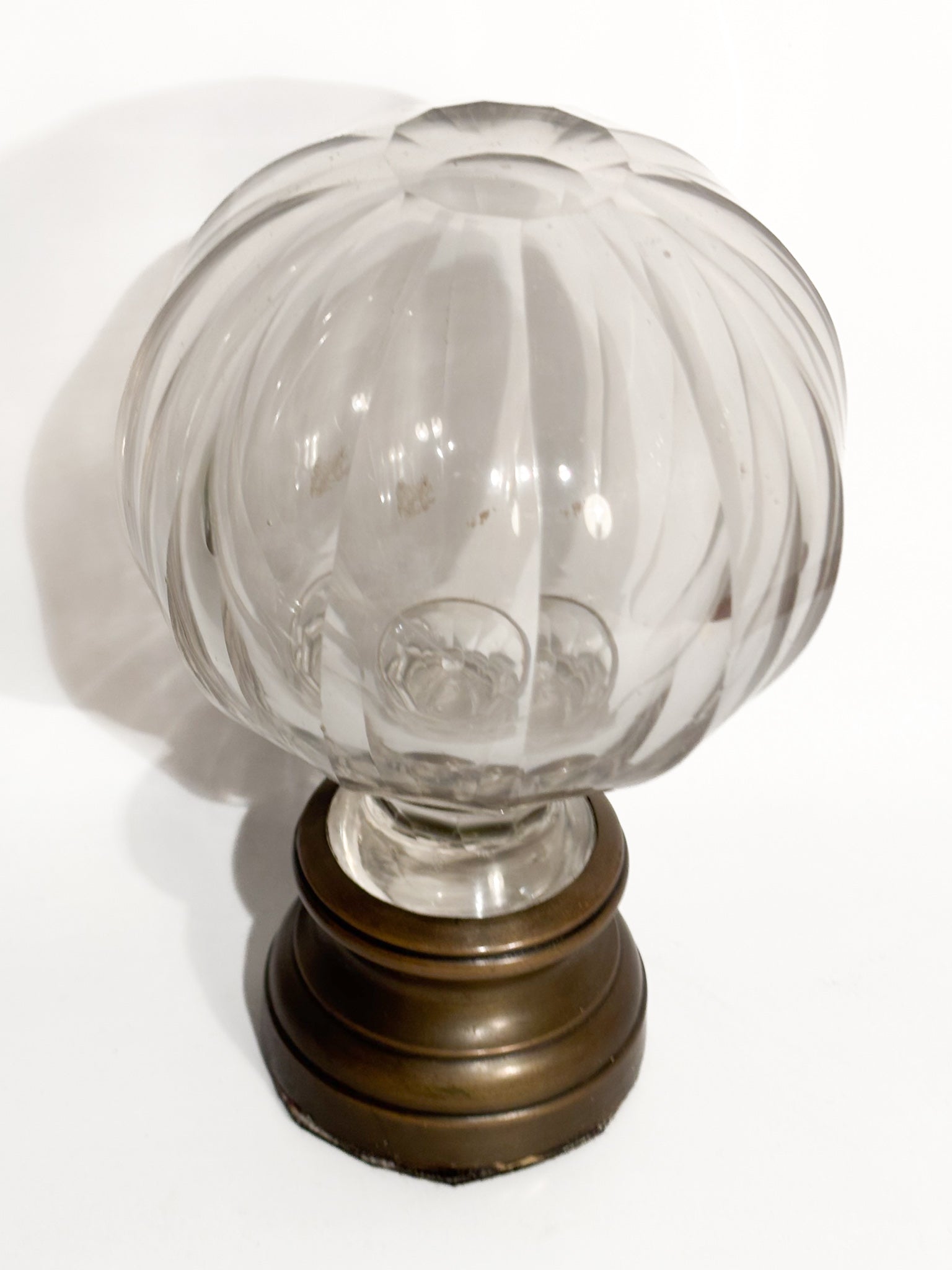 Bohemian Crystal Staircase Sphere with Brass Base 19th Century
