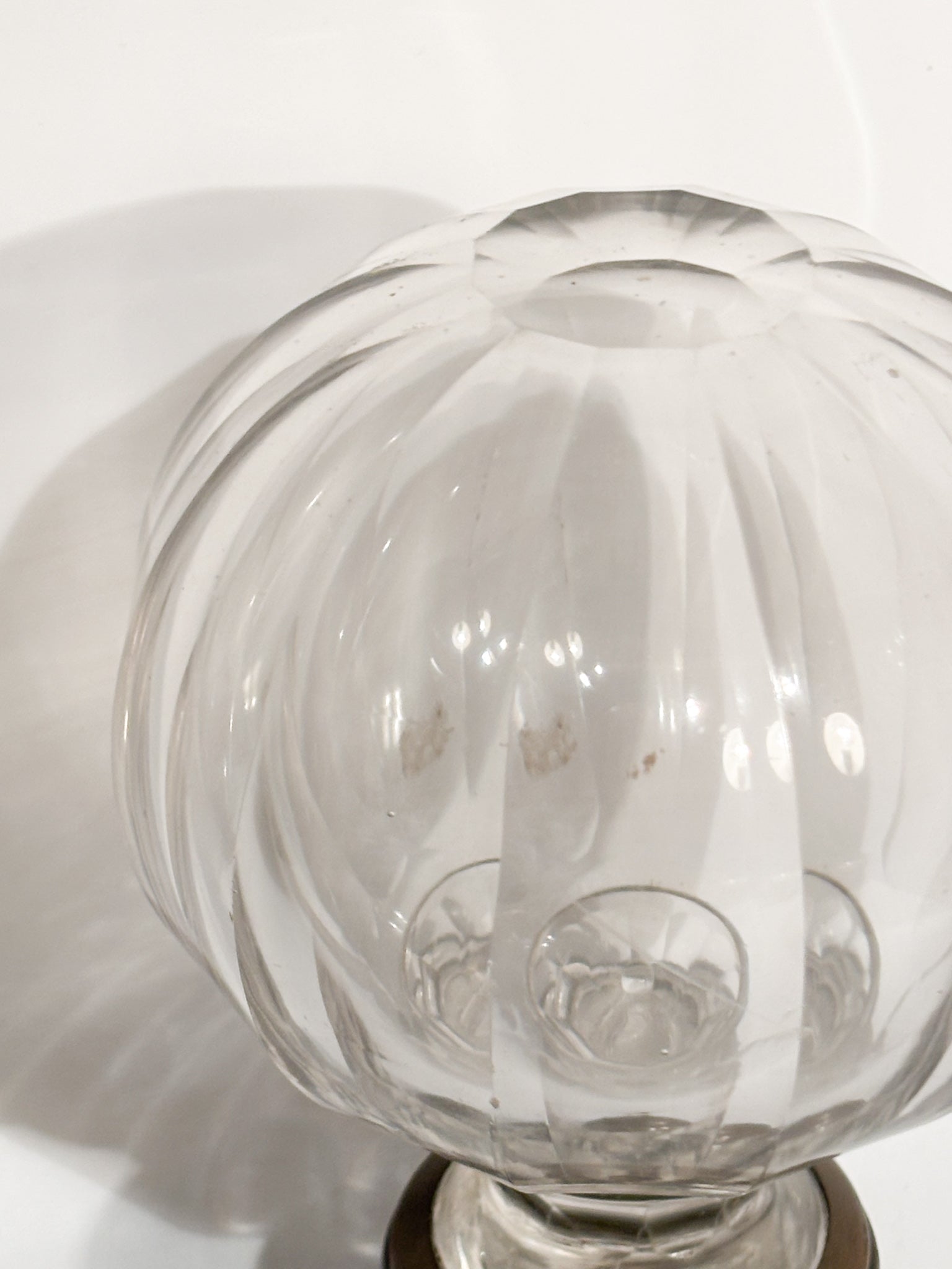 Bohemian Crystal Staircase Sphere with Brass Base 19th Century