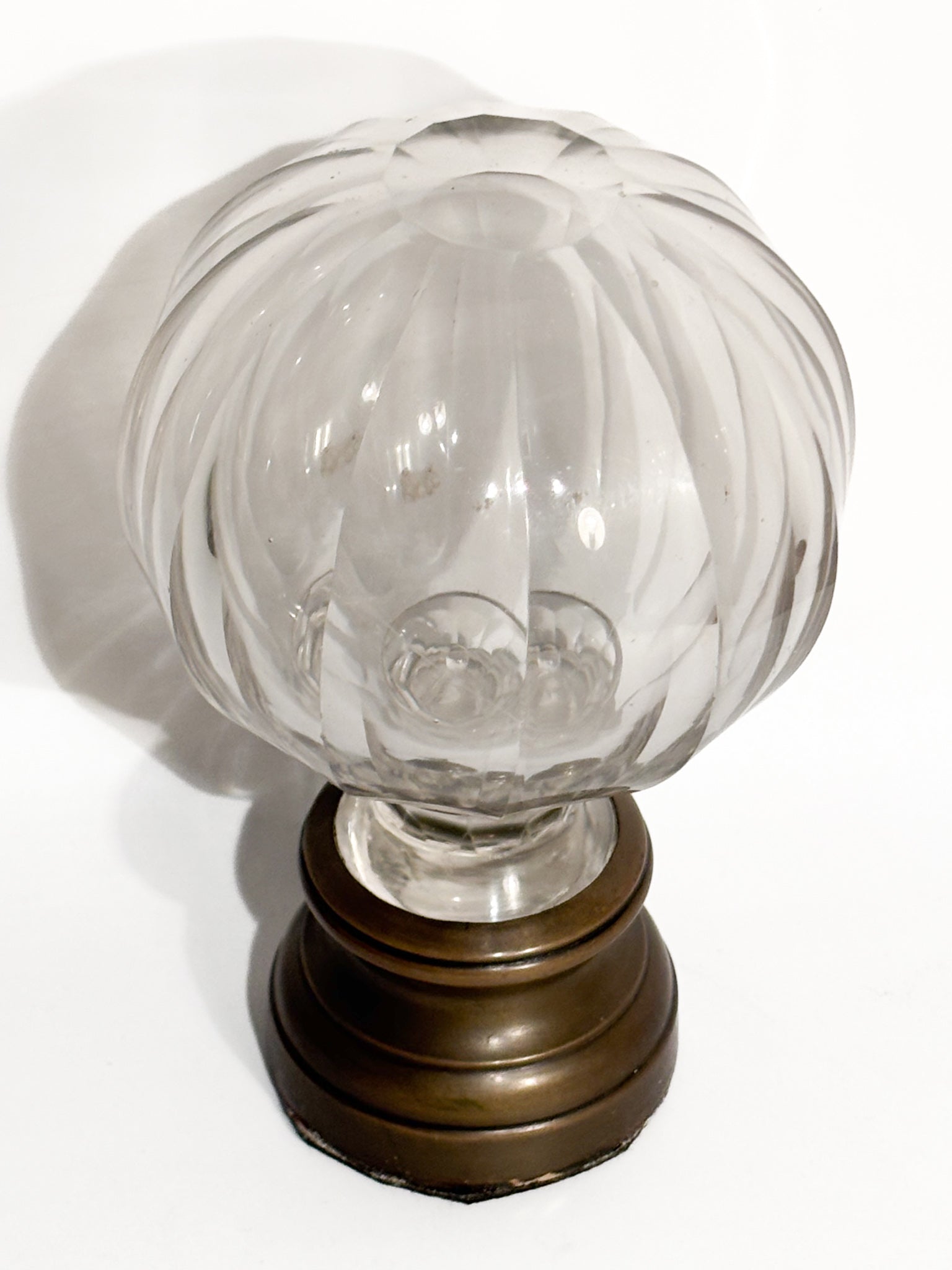 Bohemian Crystal Staircase Sphere with Brass Base 19th Century