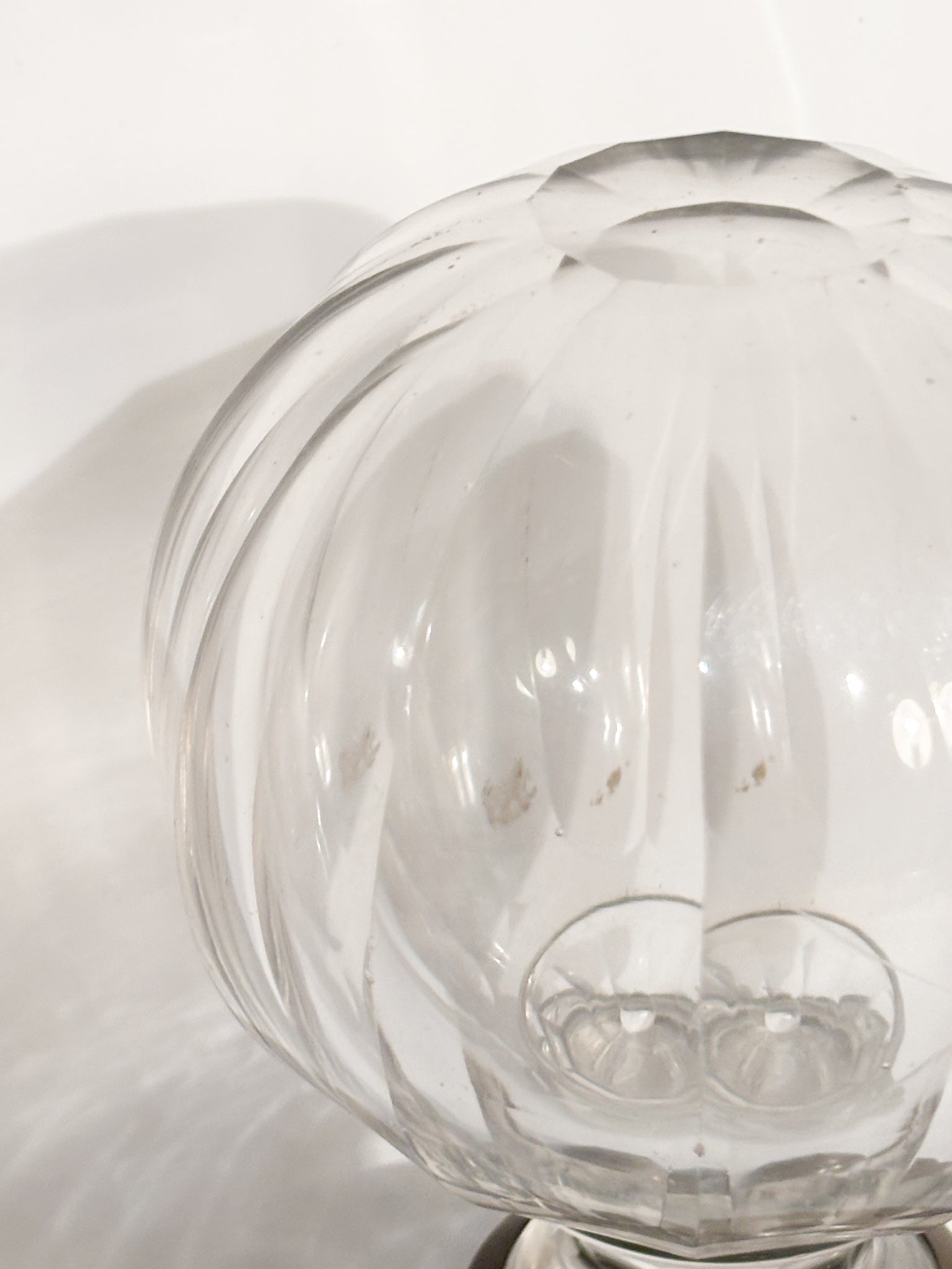 Bohemian Crystal Staircase Sphere with Brass Base 19th Century