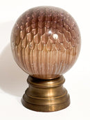 Sfera da Scalinata in Cristallo di Boemia e Base in Ottone XIX Secolo