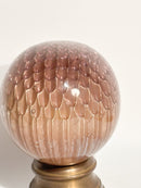 Sfera da Scalinata in Cristallo di Boemia e Base in Ottone XIX Secolo