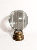 Sfera da Scalinata in Cristallo di Boemia e Base in Ottone XIX Secolo