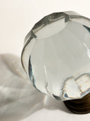 Sfera da Scalinata in Cristallo di Boemia e Base in Ottone XIX Secolo