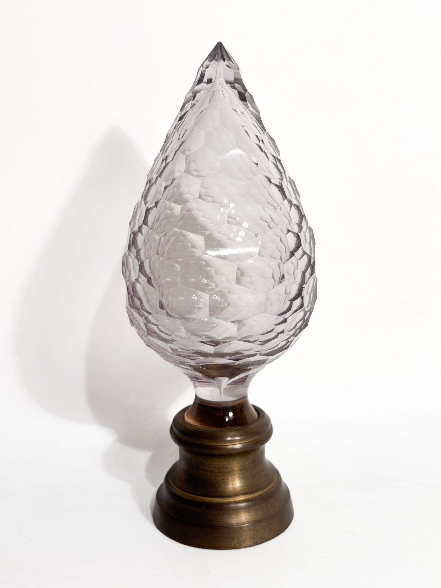 Staircase Pinecone in Bohemian Crystal and Brass Base 19th Century