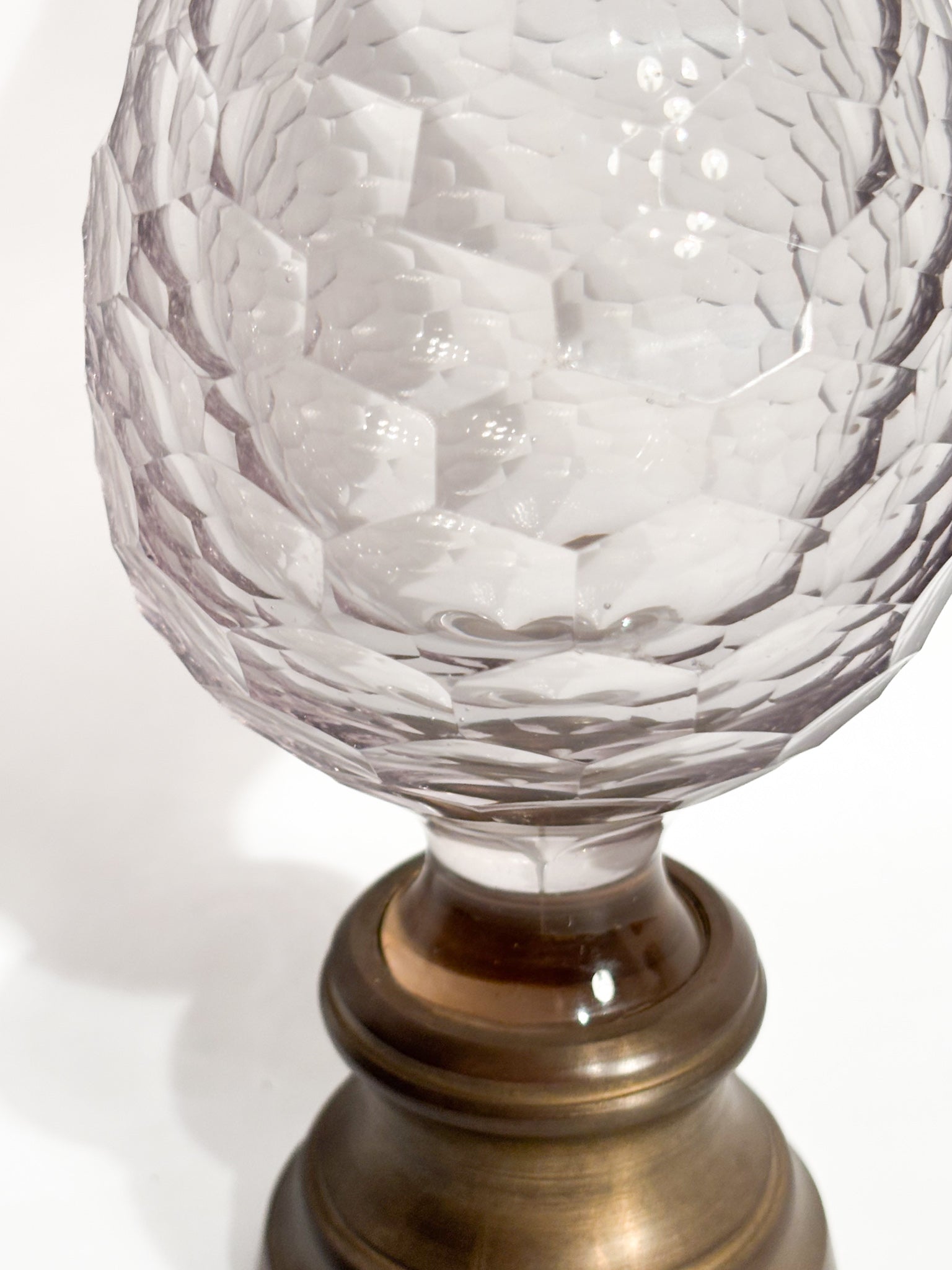 Staircase Pinecone in Bohemian Crystal and Brass Base 19th Century