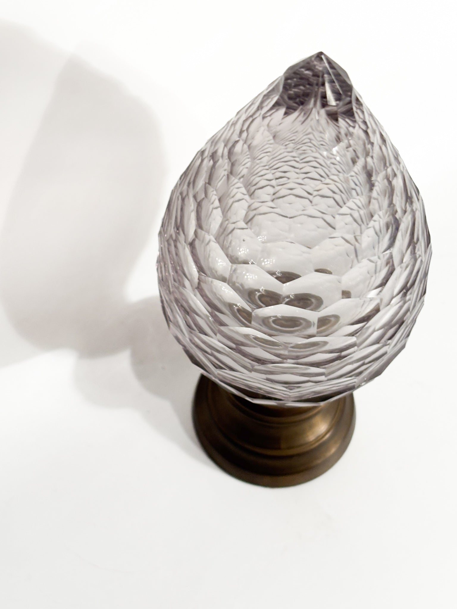 Staircase Pinecone in Bohemian Crystal and Brass Base 19th Century