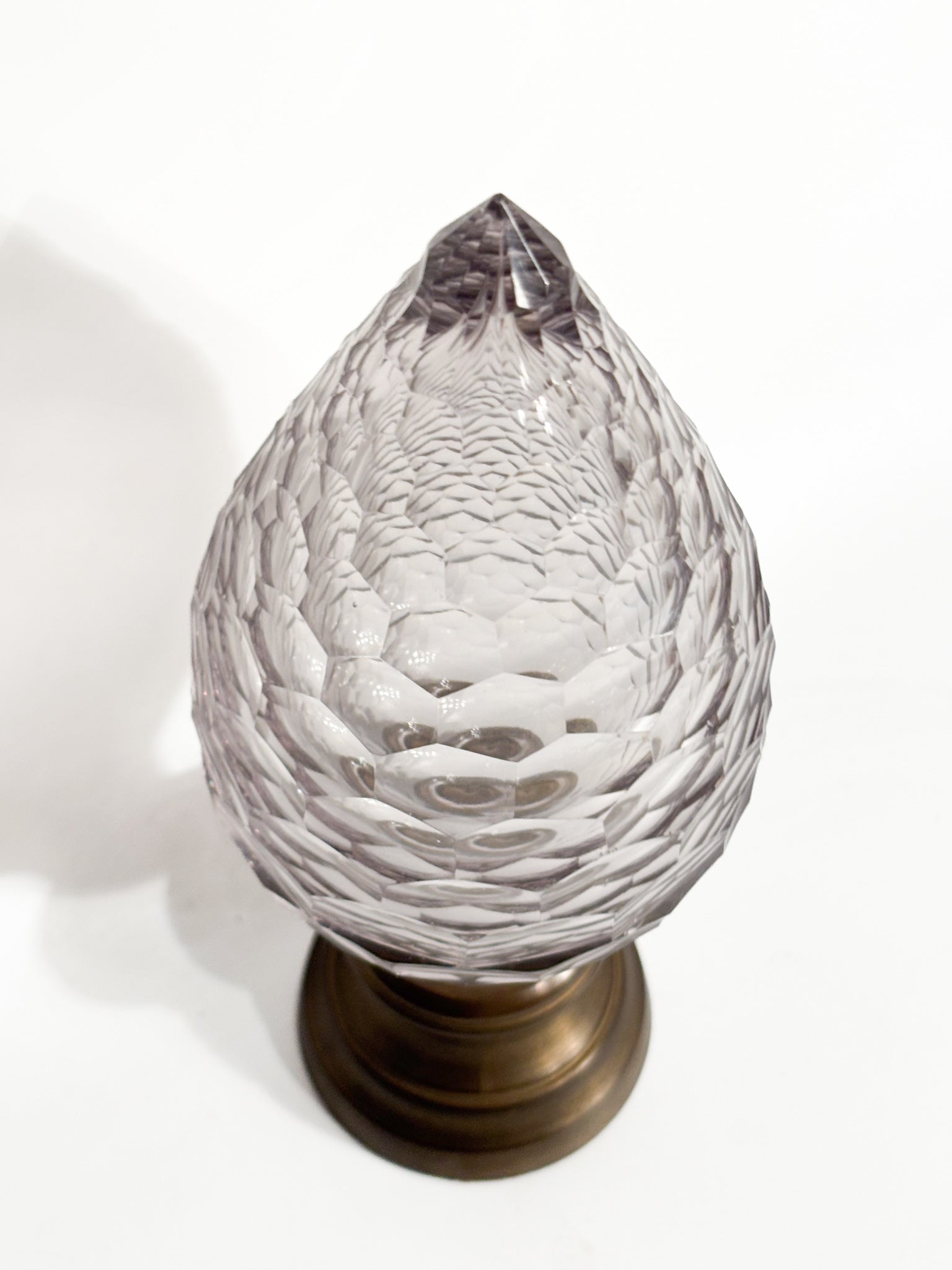 Staircase Pinecone in Bohemian Crystal and Brass Base 19th Century
