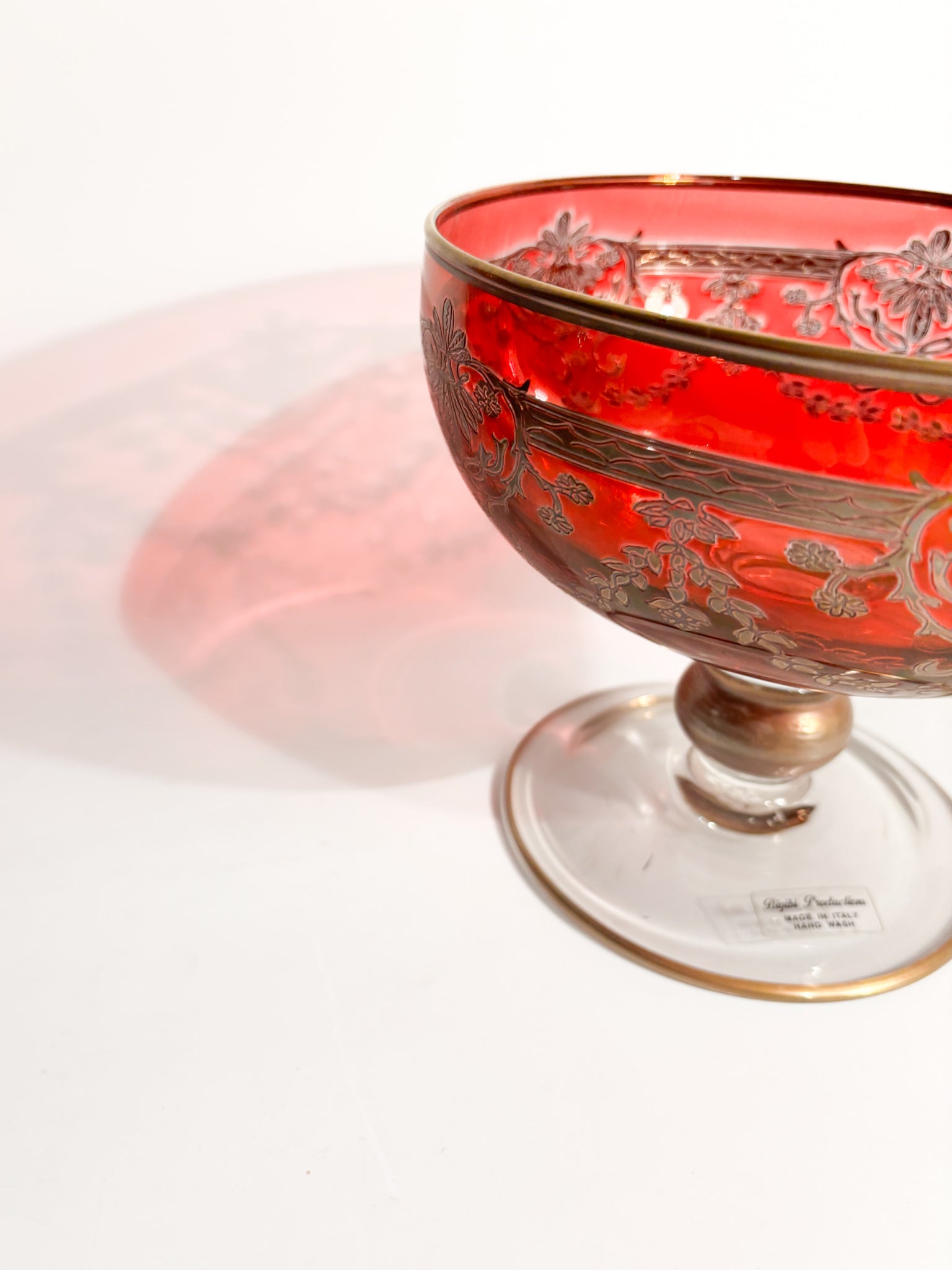 Centerpiece Bowl in Blown Glass and Golden Decorations by Bigibi Productions 20th Century